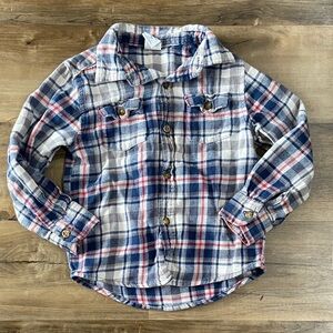 $1 - Healthtex Blue and Red Plaid Button Down Shirt